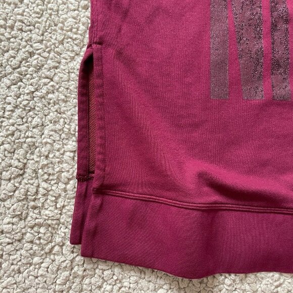 Nike Dri-Fit Sweatshirt Women Small Maroon Oversize Glitter Logo Slit Drawstring - Picture 6 of 11